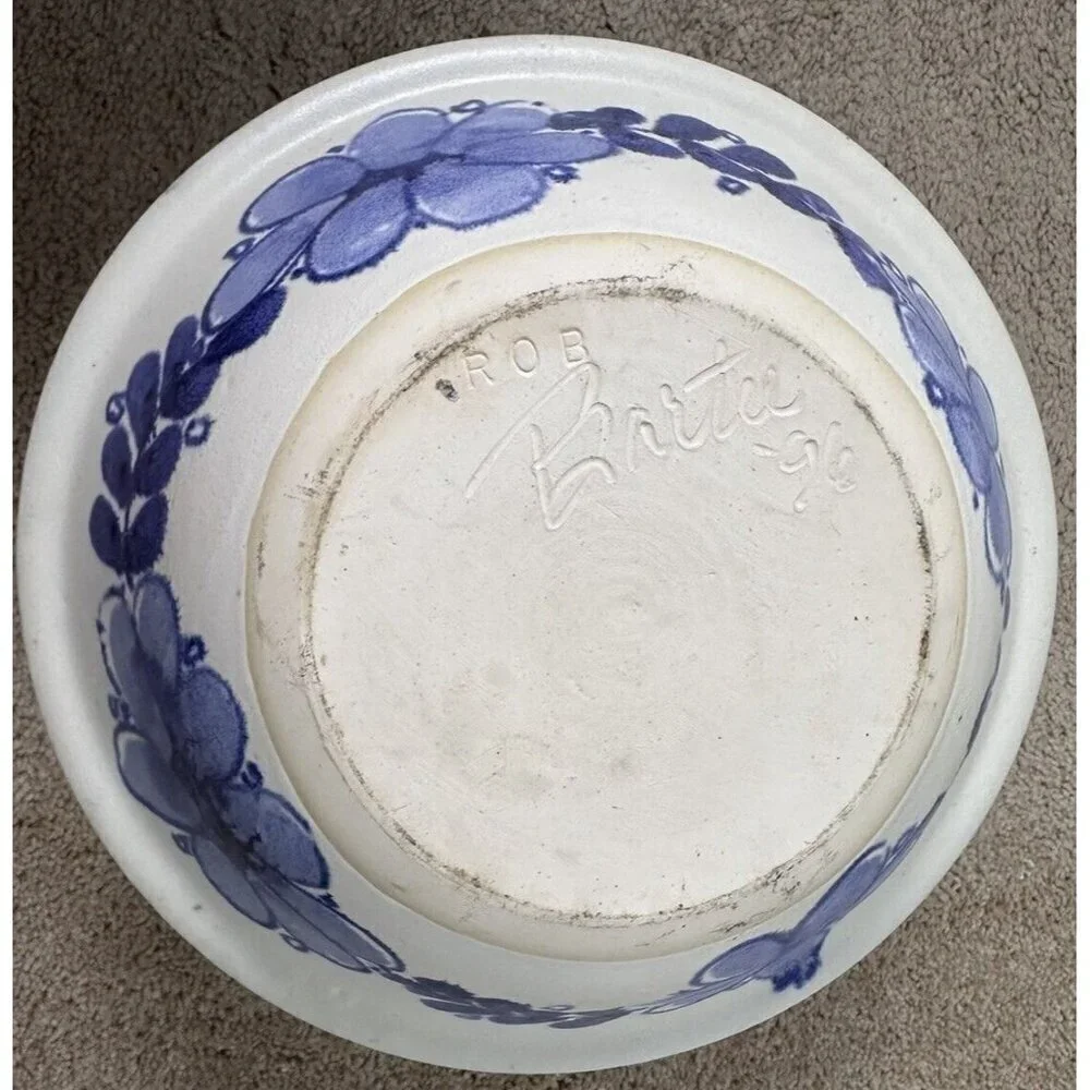Vintage Rob Bartee 1996 Pottery‎ Large Bowl Floral
